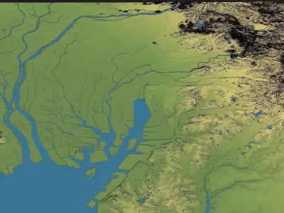 Nagoya - Topography Terrain Low-poly 3D model