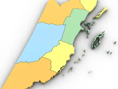 3d Political Map of Belize 3D model