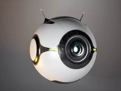 Sci-Fi Spherical Drone Low-poly 3D model