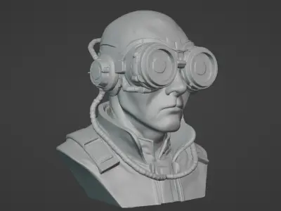 Cyberpunk Tactical Goggles Bust 3D print model