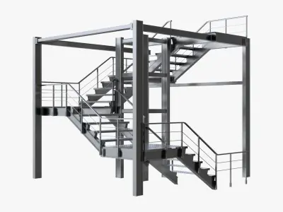 Modular Industrial Staircase 3D model