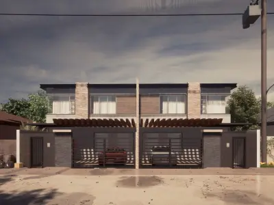 Duplex Modern House Revit and Twinmotion 3D model