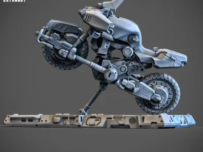 Scifi Milittary Bike 100mm 3D print model