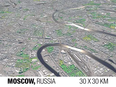 Moscow Russia 30x30km City Map 3D model