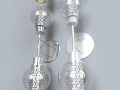 light 3 pair of gold and silver earrings 3D model