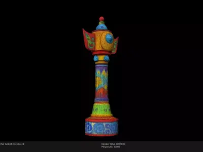 Low Poly Stylized Colorful Turkish Totem Low-poly 3D model