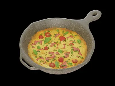 Omlette cartoon food-omlette only 3D model