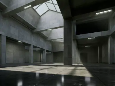 Brutalist Skylight Atrium - Architectural Background - V3U4 Low-poly 3D model