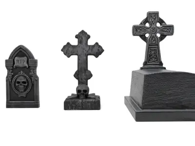 Gravestones halloween Low-poly 3D model