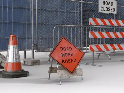 Construction Metal Fence Low-poly 3D model