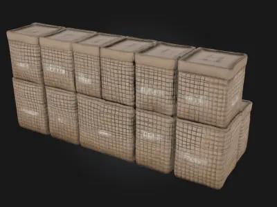 Gabion Wall Blocks  Durable Natural Reinforcement 3D model