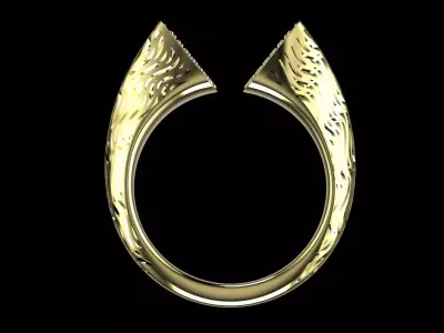 Bypass Wave Lattice Ring with Azure Pave Terminals 14K Gold 3D print model