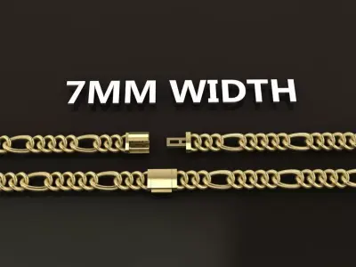 Figaro Cuban Chain Link Rounded Frame 7mm Width 3D print model