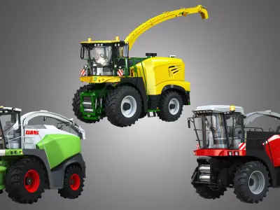 Combine Harvesters  3 in 1 3D Model Pack