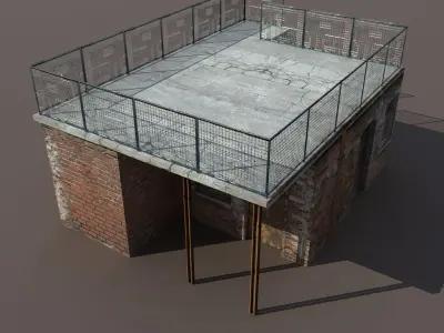 Derelict Building Low poly 3d Model Low-poly 3D model