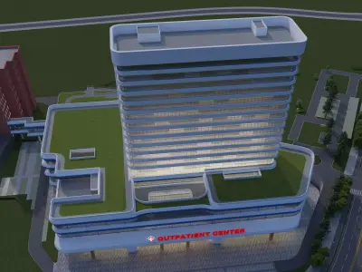 hospital building with 3D model