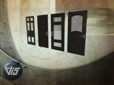 Giant door collection Low-poly 3D model