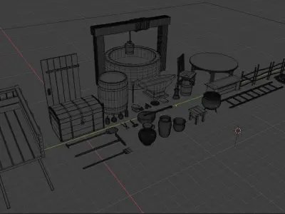 Medieval 51 Item Pack Detailed Free 3D model