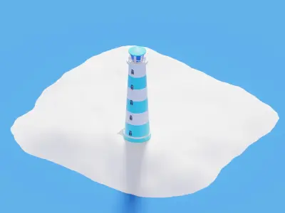 Low Poly Cartoon Light House 3D model