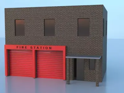City Fire Station 3 Low-poly 3D model