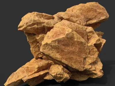 Low poly Yellow Rock Desert B 190418 Low-poly 3D model