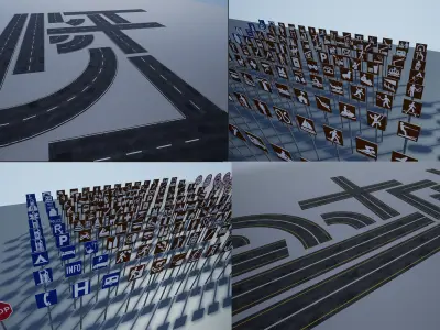 Modular PBR Road and road signs pack