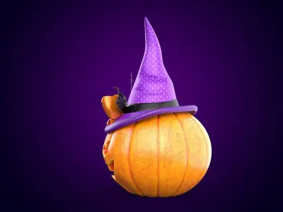 Halloween Pumpkin in a hat 3D model