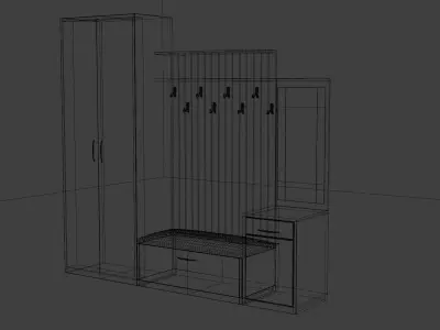 Firnuture 3d model wooden wardrobe with mirror and drawers 3D model