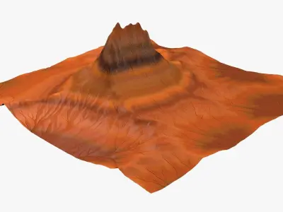 Mountain 3 made of orange paper 3D model