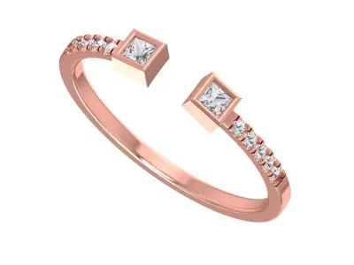 Open End Light Weight Band Princess stone Ring 3D print model
