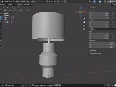 Montclare White Table Lamp Low-poly 3D model