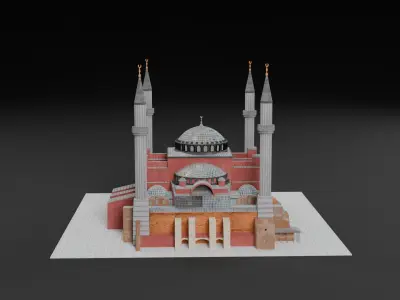 Low Poly Hagia Sophia Mosque - Ayasofya - Turkey Low-poly 3D model