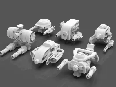 Sci Fi Drones Pack - 6 In 1 - Untextured - Highpoly  3D model