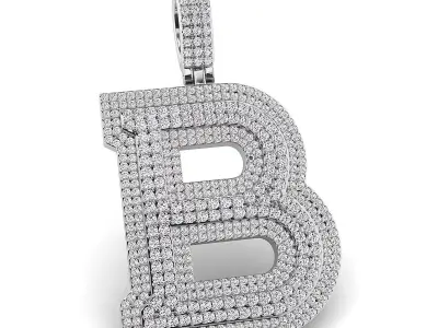 A to Z Collection-1 diamond letter b pendant 3D Model Pack
