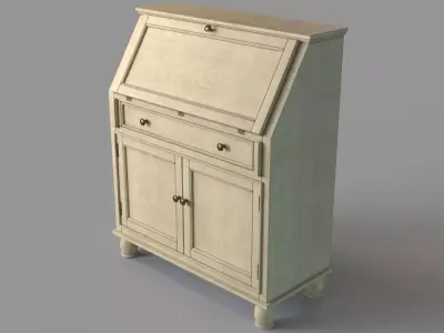 Two Door One Drawer Drop Lid Cabinet With Power 3D model