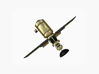 Satellite A02 Golden - SciFi Space Design Low-poly 3D model