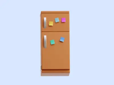 Refrigerator Illustration Low-poly 3D model