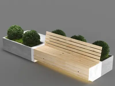 bench939 wooden bench with plants in it 3D model