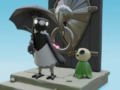 Deaths Door Crow - 3D PRINTABLE STATUE 3D print model 3D print model