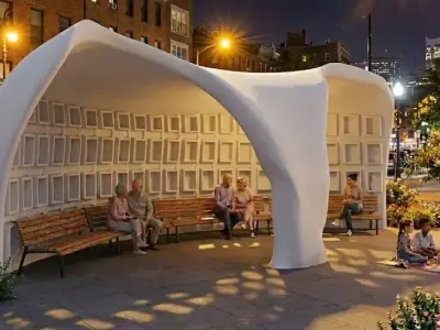 Futuristic Organic Waffle Pavilion Parametric Grid Shelter Low-poly 3D model