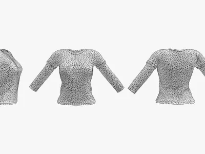 Female Long Sleeve T-shirt 2in1 Low-poly 3D model