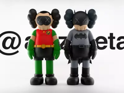 Kaws Classic Batman x Robin Textured Low-poly 3D model