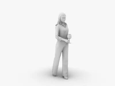 Woman drinking wine 3D print model