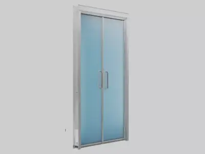 Double glass door model Low-poly 3D model