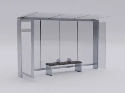 Bus Shelter - Low poly PBR Low-poly 3D model