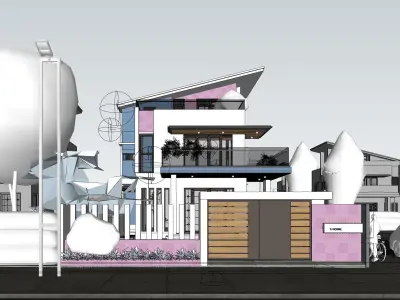 House - Full texture - lighting - proxy in Sketchup and Vray 6  3D model