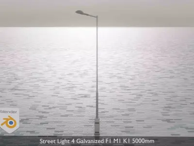 Street Light 4 Galvanized F1 M1 K1 5000mm  Low-poly 3D model