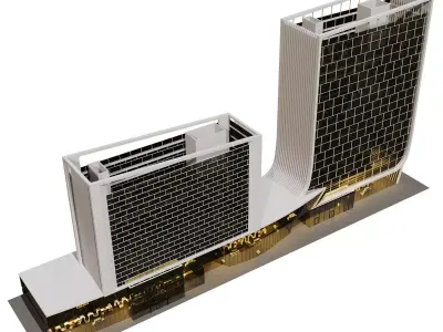 Twin-Tower Office Complex 3D model