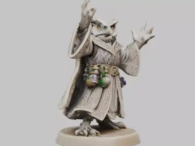 Owl Mage Figurine Low-poly 3D model