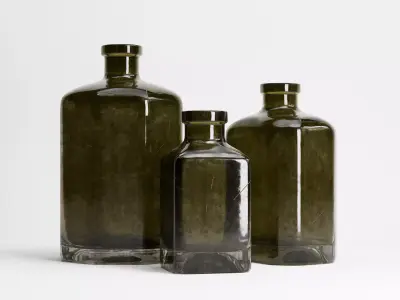 Old Bottles Set Low-poly 3D model